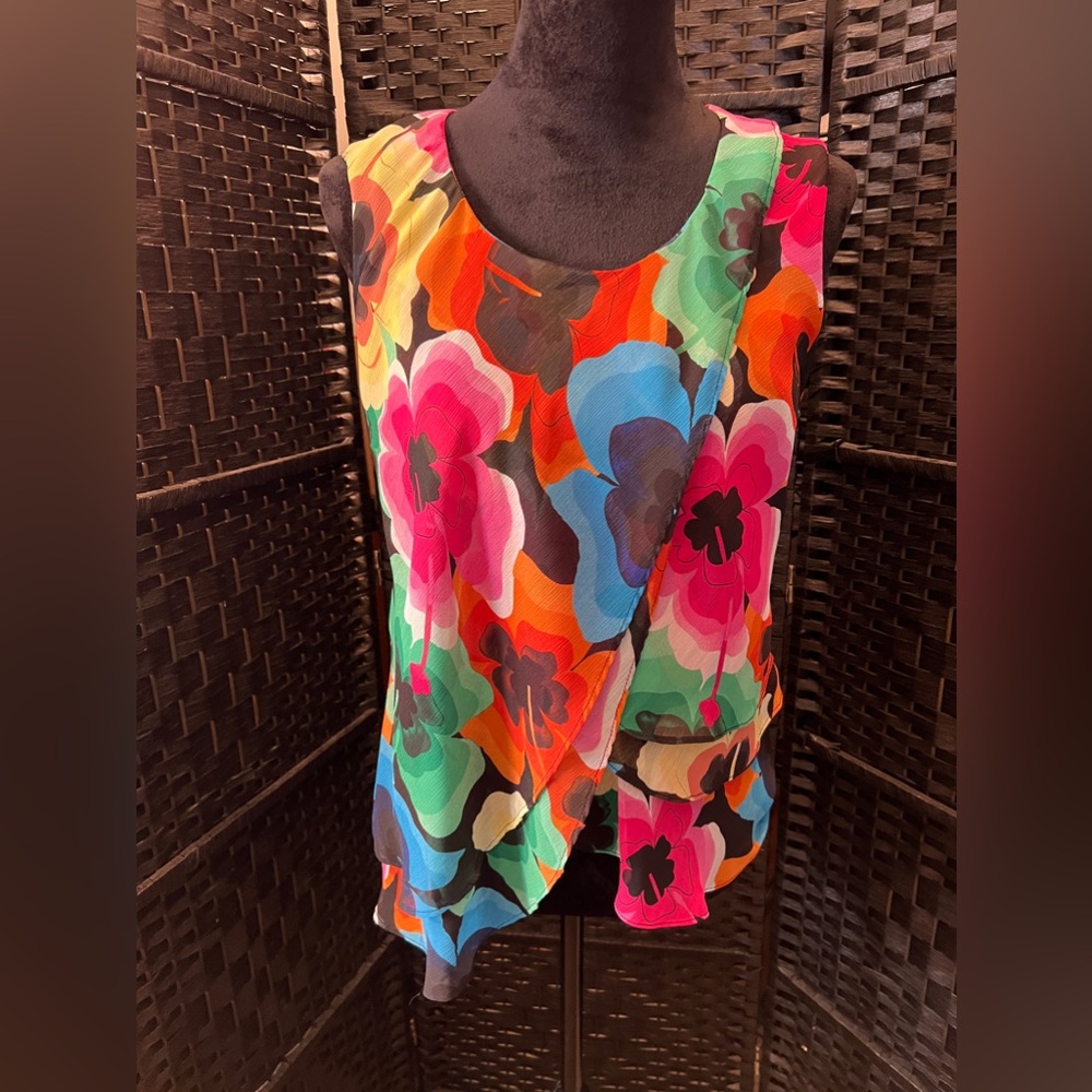 Bright Floral Flowy Layered Top